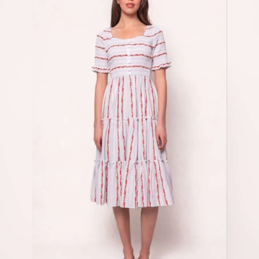Ivy City Co - Beatrice Dress in Floral Stripe  - M Perfect For Easter! - Picture 3 of 9